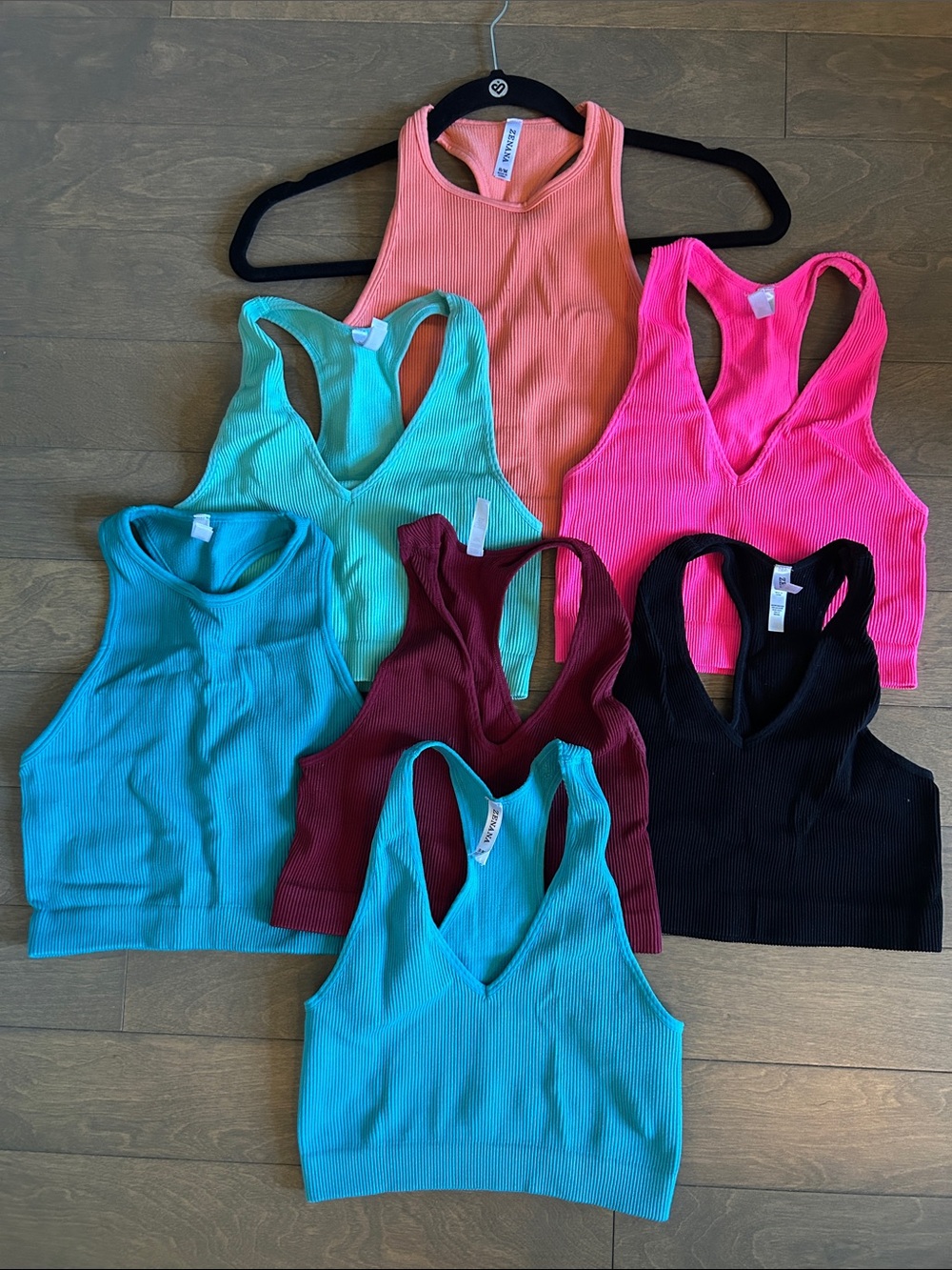 Ribbed Racerback Crop Tank Top - Black, Pink, Coral, Teal, Aqua, Burgundy